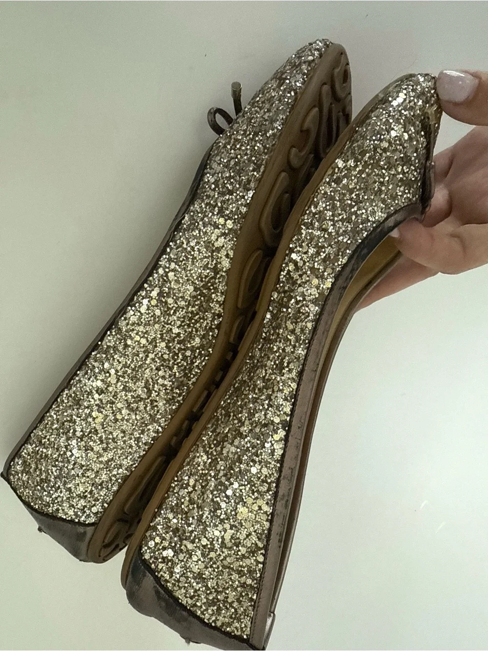 Jimmy Choo Women's Glitter Ballet Flats in Gold